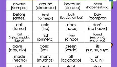 Spanish Sight Words Games for Second Grade • Spanish4Kiddos