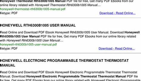 Honeywell Thermostat Rth6300B1005 Users Manual