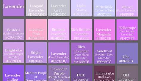 √ Shades Of Purple Color Chart With Names