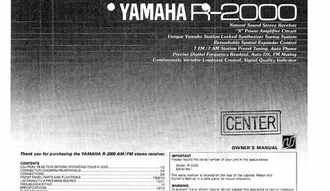 YAMAHA R-2000 OWNER'S MANUAL Pdf Download | ManualsLib