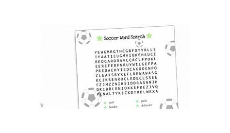 soccer word search printable