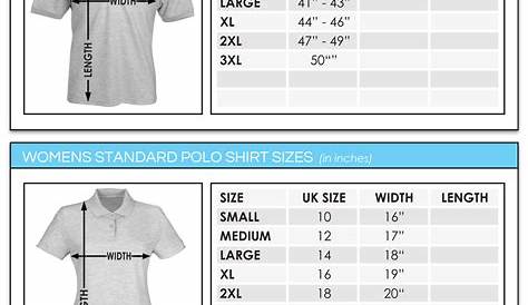 womens polo shirt size chart