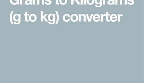 g to kg conversion chart