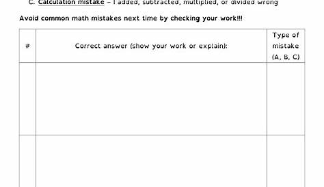 math mistakes worksheet