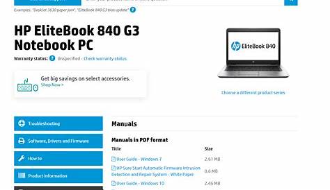 HP Elitebook 840 G3 Notebook PC – OEM Site, Manuals and Drivers – My