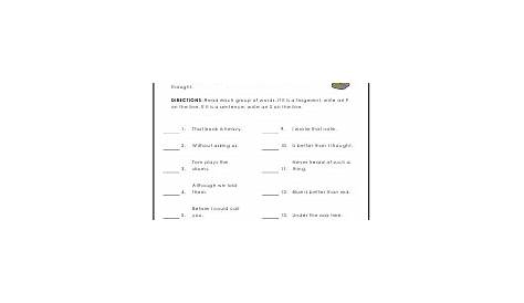 Fragment Worksheets | Sentence fragments, 2nd grade worksheets