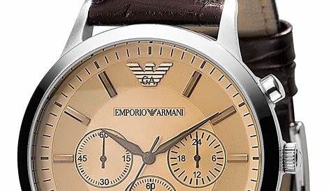 Emporio armani Leather Chronograph Watch in Brown for Men | Lyst