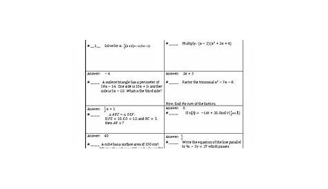 honors algebra 2 worksheets