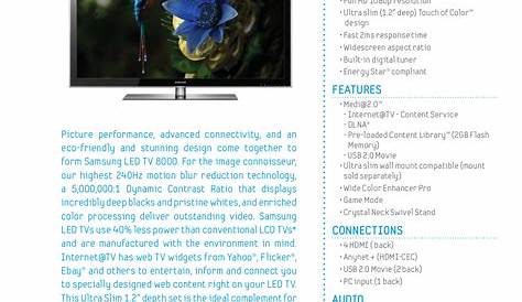 Download free pdf for Samsung UN55B8000 TV manual