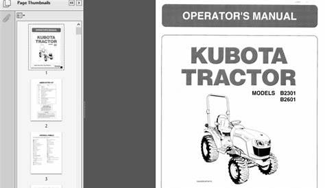 Kubota B2301 And B2601 Operators Manual 2014 - PDF Download