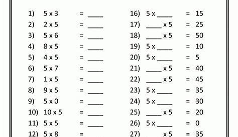 Printable Multiplication Tables Grade 5 | AlphabetWorksheetsFree.com