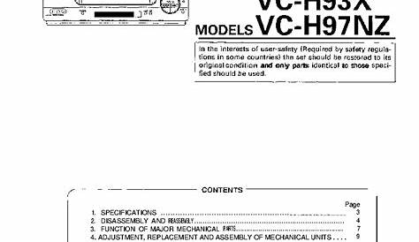 SHARP VC-H93X VC-H97NZ VCR Service Manual download, schematics, eeprom
