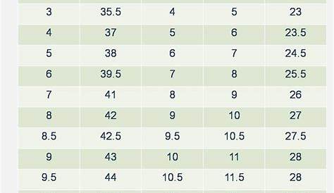 Shoe Chart Size