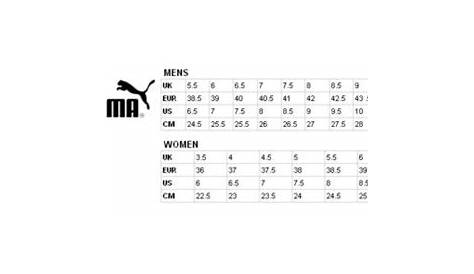 puma women's size chart