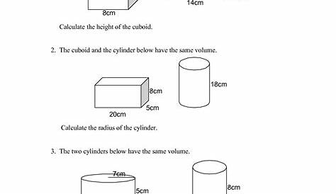 Volume Of Cylinders Worksheet