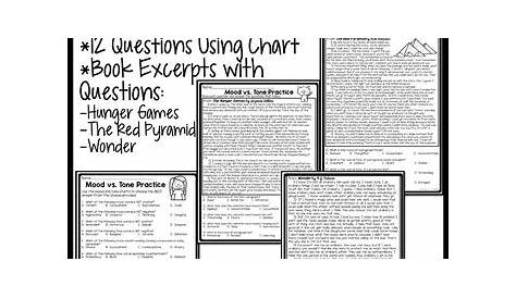 Mood vs. Tone Tutorial Reading Comprehension Worksheet, Middle School