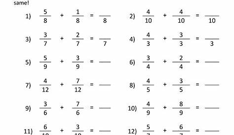 fractions worksheet