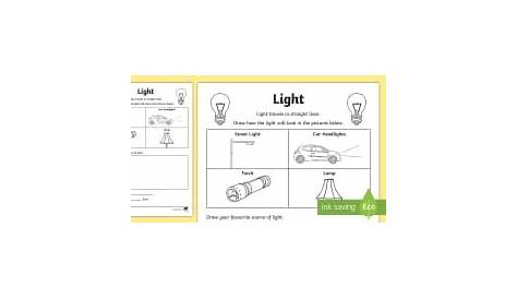 sources of light worksheet pdf