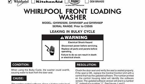 Download free pdf for Whirlpool GHW9400P Washer manual