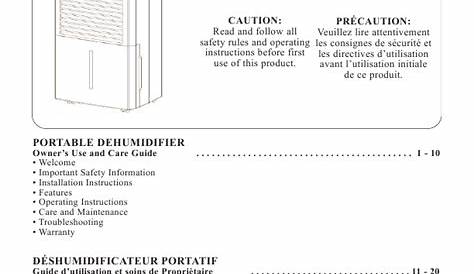 danby dehumidifier manual pdf