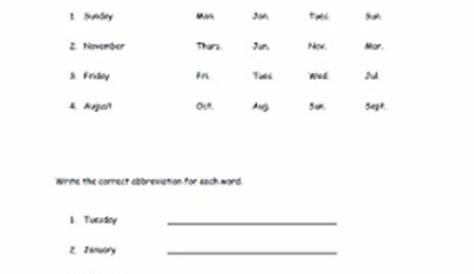 FREE Abbreviations - Days, Months, Titles, Locations!!! Centers/Worksheets