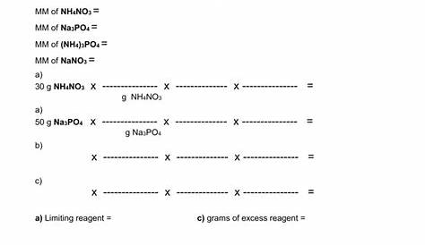 limiting reagents chemsheets answers