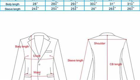 size chart for men's blazer