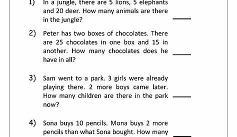 Grade 1 Word Problems - Challenging Word Problems In Primary