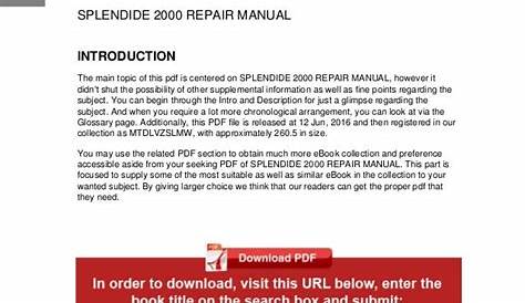 Splendide 2000 repair manual