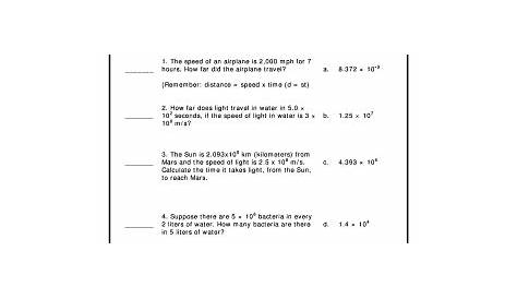 scientific notation problems worksheets
