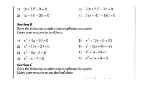 Solving Quadratic Equations Worksheet - Equations Worksheets