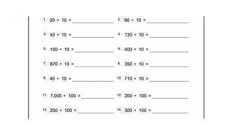 division by 10 100 and 1000 worksheets pdf