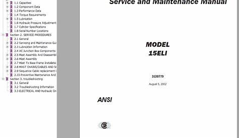 JLG Vertical Mast Lift 15ELI Operation, Service & Parts Manuals