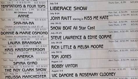 1984 Schedule for Cape Cod Melody Tent from Cape Cod History Facebook