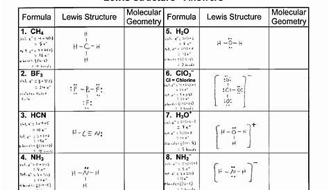 lewis structure worksheets 1