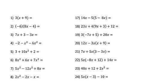 simplifying algebraic expressions worksheets with answers