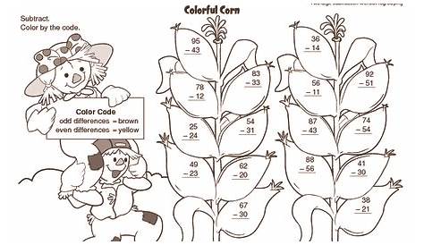 math worksheet with corns