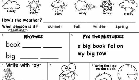 morning worksheets for kindergarten