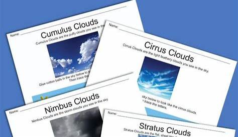 Types Of Clouds Worksheets | Preschool worksheets, Preschool weather