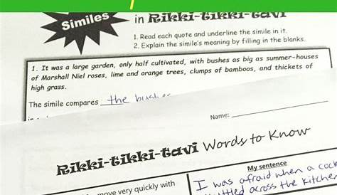 rikki tikki tavi worksheets answers