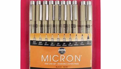 Pigma Micron Pens - Black, Sizes 003-12, Set of 10 | Sakura