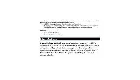 Weighted Averages Worksheet for 8th - 11th Grade | Lesson Planet