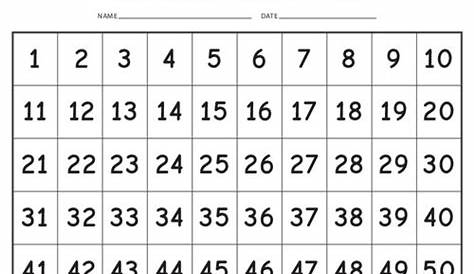 Printable Numbers Chart 1-50 | Number chart, Printable numbers, Number recognition worksheets
