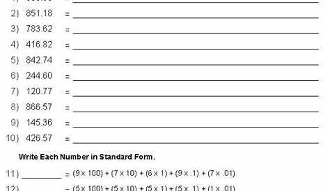 expanded form with decimals worksheets