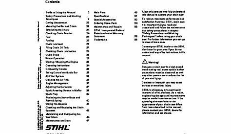 STIHL MS 311 391 Chainsaw Owners Manual