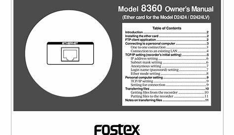 FOSTEX 8360 OWNER'S MANUAL Pdf Download | ManualsLib