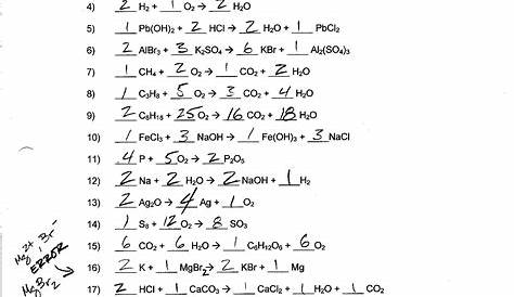 Balancing Chemical Equations Worksheet 2 Answers - Ivuyteq