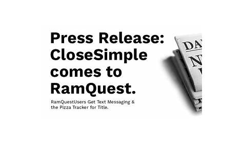 Press Release: RamQuest Users Get Text Messaging and the Pizza Tracker
