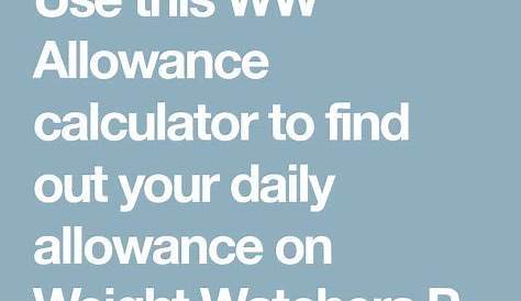 weight watchers weekly points allowance chart