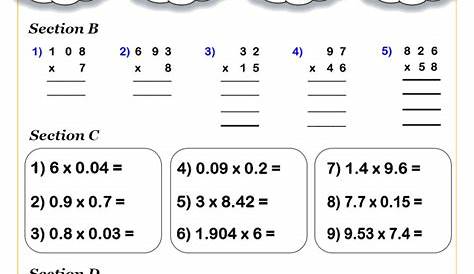 Decimals Worksheets PDF | Cazoom Math Worksheets